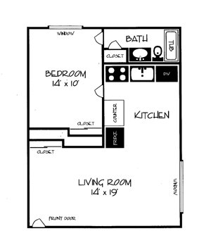 Woodhill Apartments 1 Bedroom Layout